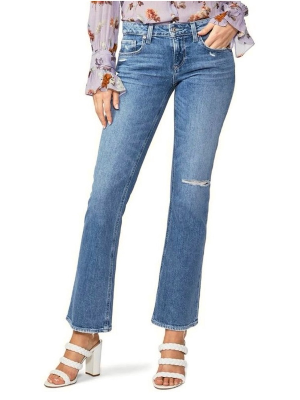 Paige Sloane Low-Rise Bootcut Jeans 32 Wannabe Deconstructed
